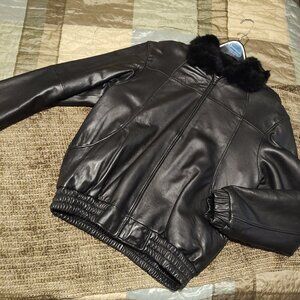 Charles Klein - Lamb Skin & Rabbit Fur Men's Reversable Bomber Jacket Sz. M